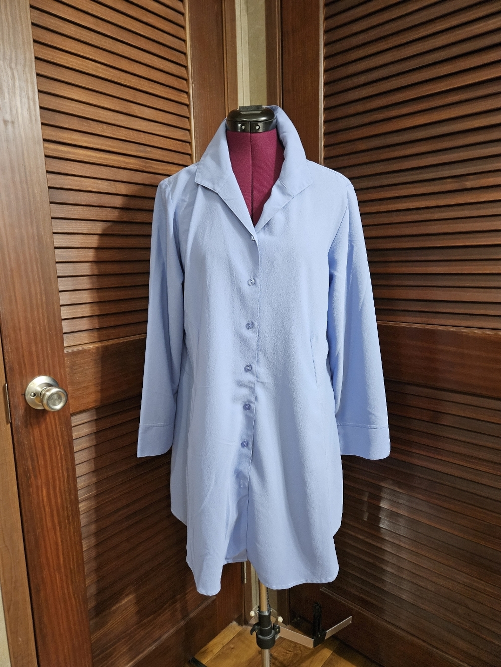 TravelSmith Light Blue Collared Tunic